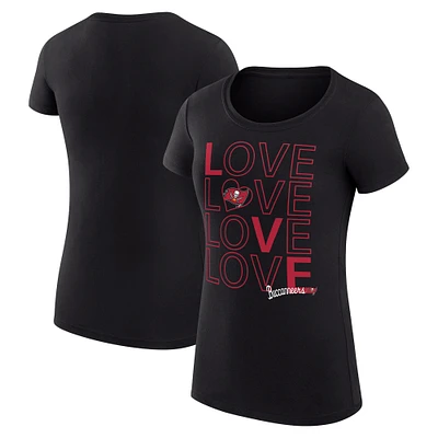Women's G-III 4Her by Carl Banks Black Tampa Bay Buccaneers Super-Slim Fit Lightweight Love Graphic T-Shirt