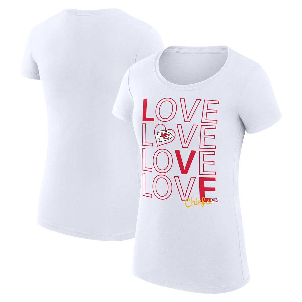 Women's G-III 4Her by Carl Banks White Kansas City Chiefs Super-Slim Fit Lightweight Love Graphic T-Shirt