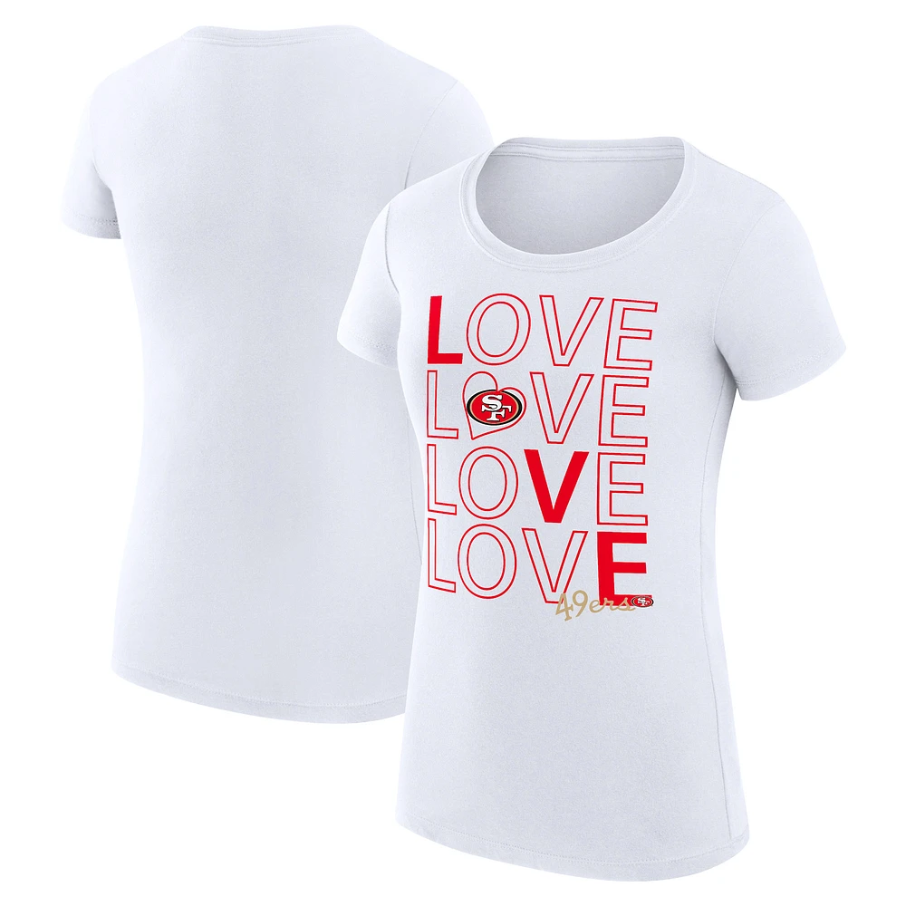 Women's G-III 4Her by Carl Banks White San Francisco 49ers Super-Slim Fit Lightweight Love Graphic T-Shirt
