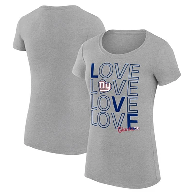 Women's G-III 4Her by Carl Banks Heather Gray New York Giants Super-Slim Fit Lightweight Love Graphic T-Shirt