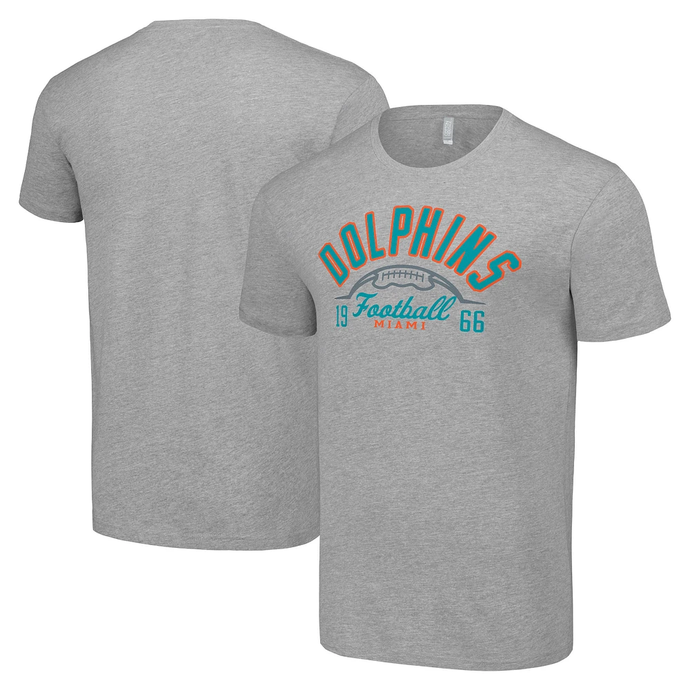 Men's Starter Heather Gray Miami Dolphins Half Ball Team T-Shirt