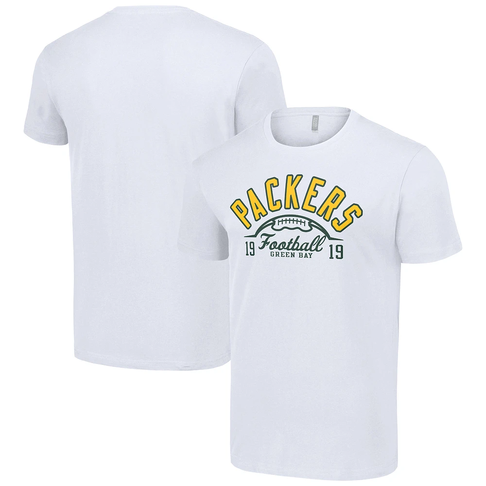 Men's Starter White Green Bay Packers Half Ball Team T-Shirt