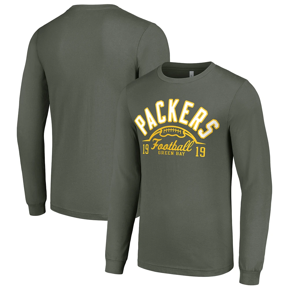 Men's Starter Green Bay Packers Half Ball Team Long Sleeve T-Shirt