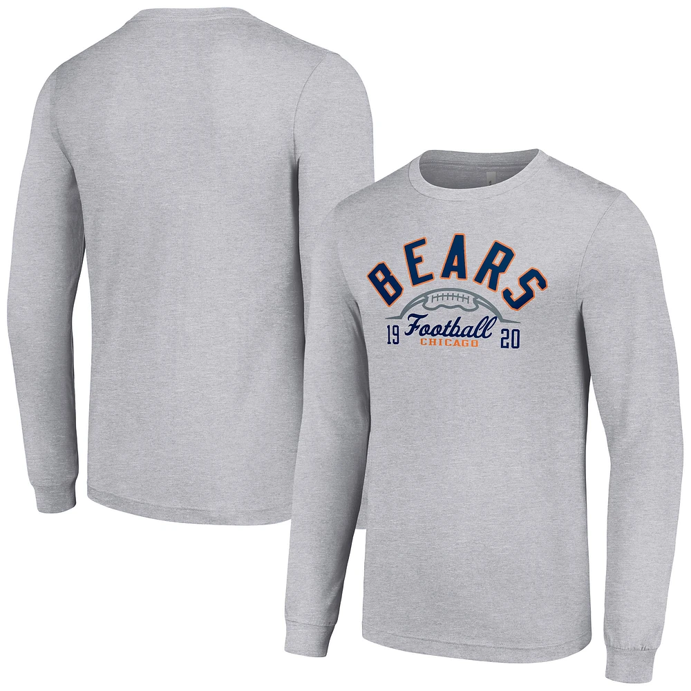 Men's Starter Heather Gray Chicago Bears Half Ball Team Long Sleeve T-Shirt