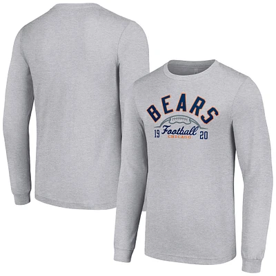 Men's Starter  Heather Gray Chicago Bears Half Ball Team Long Sleeve T-Shirt