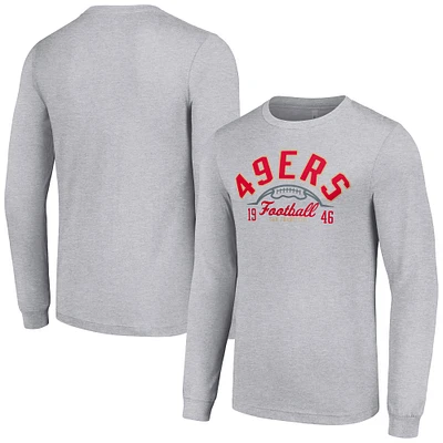 Men's Starter  Heather Gray San Francisco 49ers Half Ball Team Long Sleeve T-Shirt