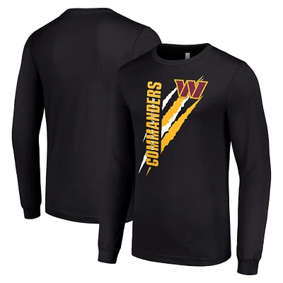 Men's Starter Black Washington Commanders Color Scratch Long Sleeve T-Shirt
