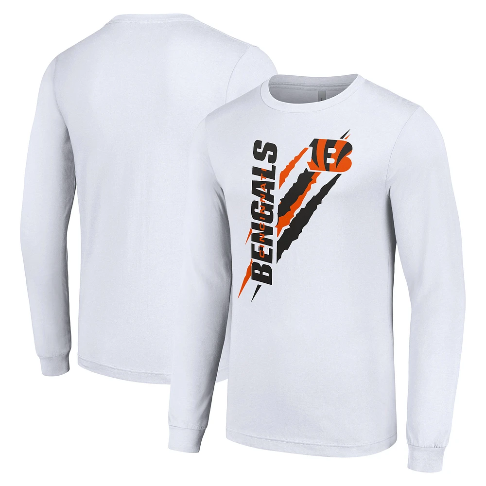 Men's Starter White Cincinnati Bengals Color Scratch Long Sleeve T-Shirt