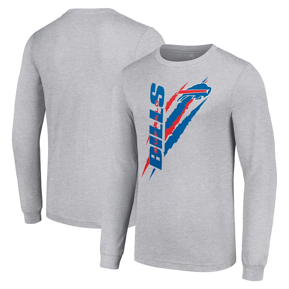Men's Starter Heather Gray Buffalo Bills Color Scratch Long Sleeve T-Shirt