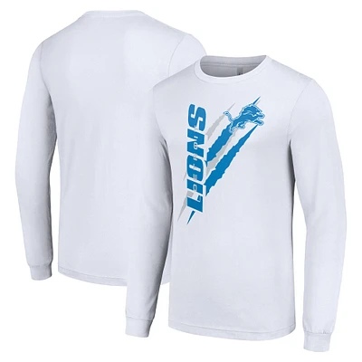 Men's Starter White Detroit Lions Color Scratch Long Sleeve T-Shirt