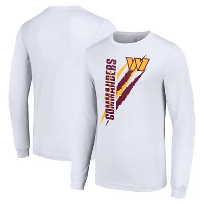 Men's Starter White Washington Commanders Color Scratch Long Sleeve T-Shirt