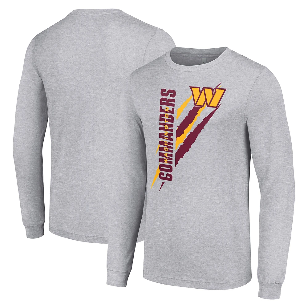 Men's Starter Heather Gray Washington Commanders Color Scratch Long Sleeve T-Shirt