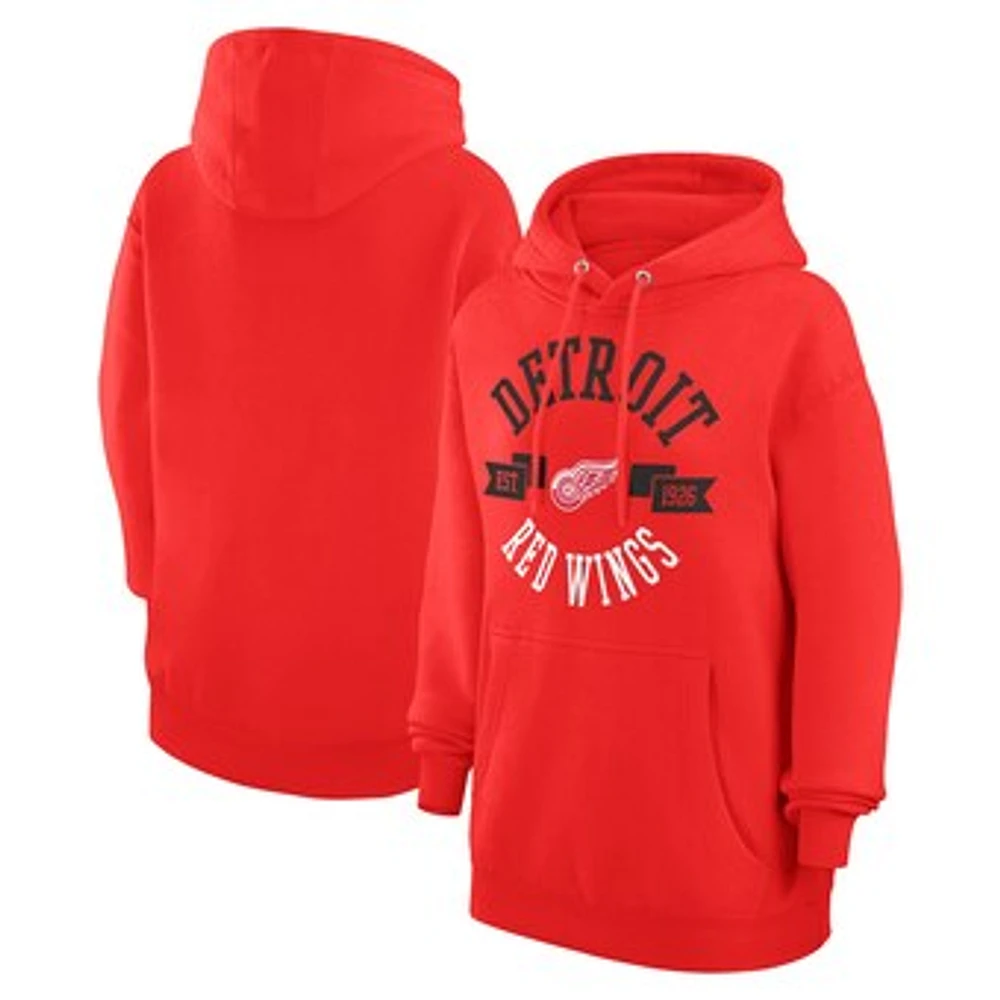 Women's G-III 4Her by Carl Banks Red Detroit Wings City Graphic Fleece Pullover Hoodie