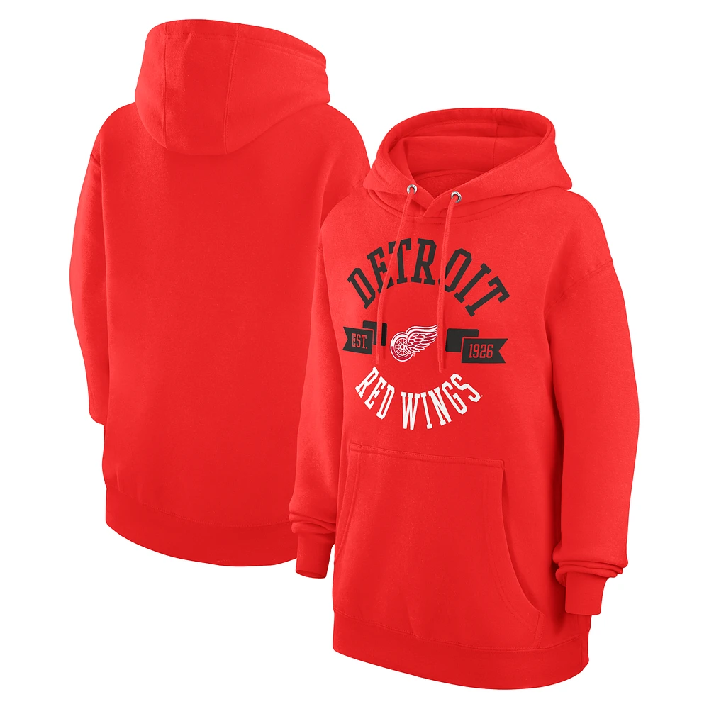Women's G-III 4Her by Carl Banks Red Detroit Wings City Graphic Fleece Pullover Hoodie