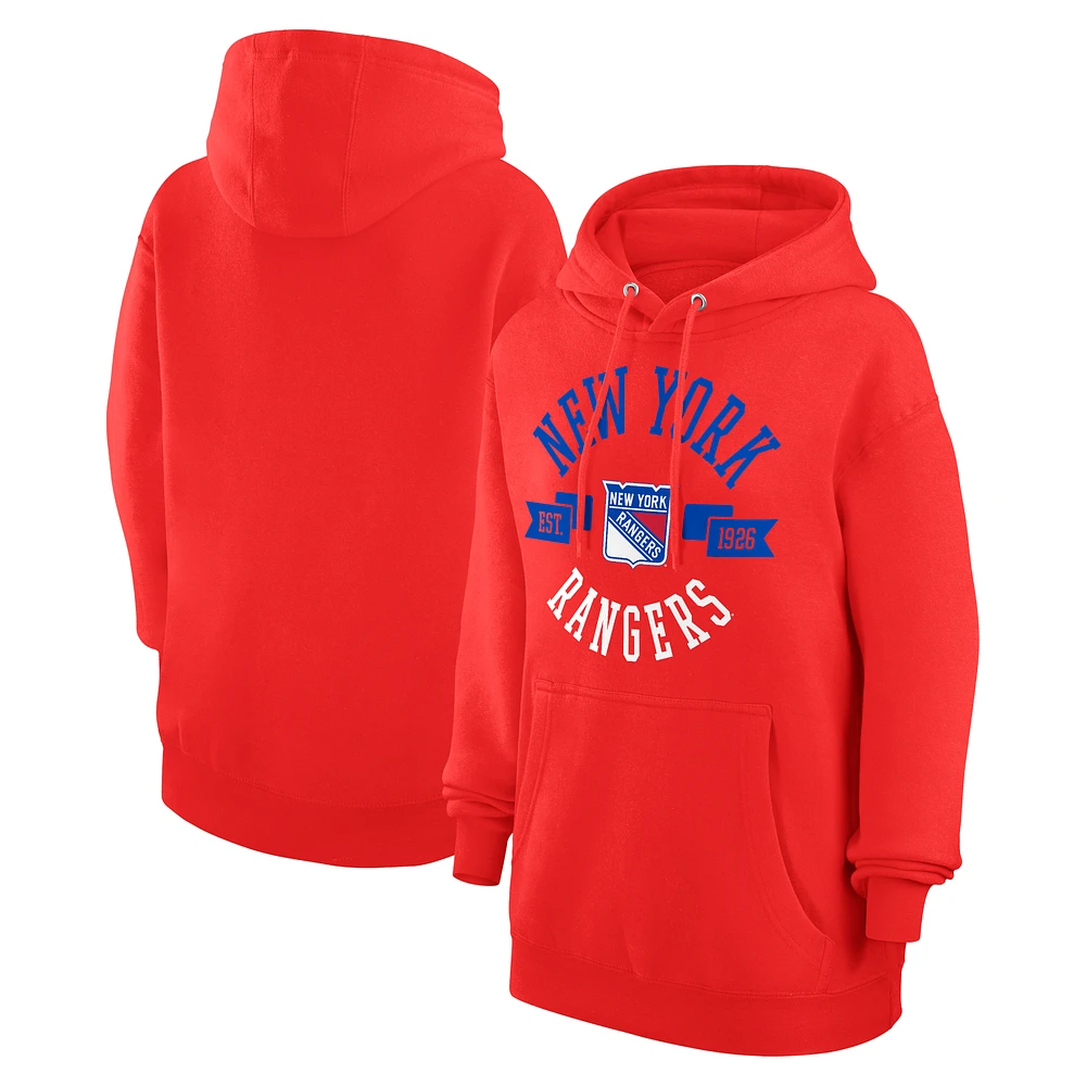 Women's G-III 4Her by Carl Banks Red New York Rangers City Graphic Fleece Pullover Hoodie