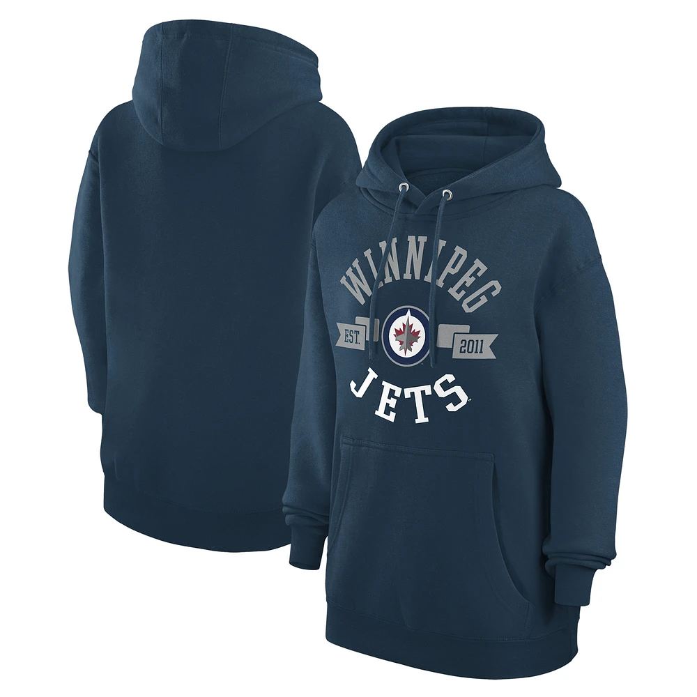 Women's G-III 4Her by Carl Banks Navy Winnipeg Jets City Graphic Fleece Pullover Hoodie