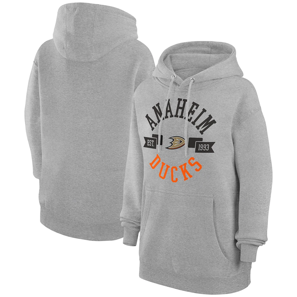 Women's G-III 4Her by Carl Banks Heather Gray Anaheim Ducks City Graphic Fleece Pullover Hoodie