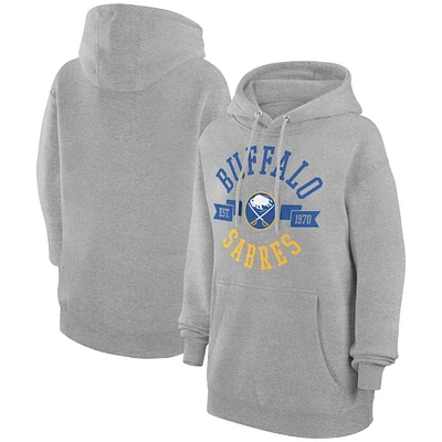 Women's G-III 4Her by Carl Banks Heather Gray Buffalo Sabres City Graphic Fleece Pullover Hoodie