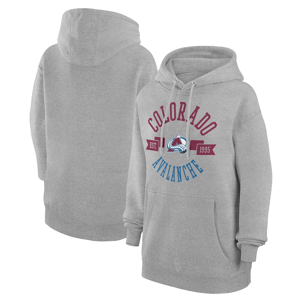 Women's G-III 4Her by Carl Banks Heather Gray Colorado Avalanche City Graphic Fleece Pullover Hoodie