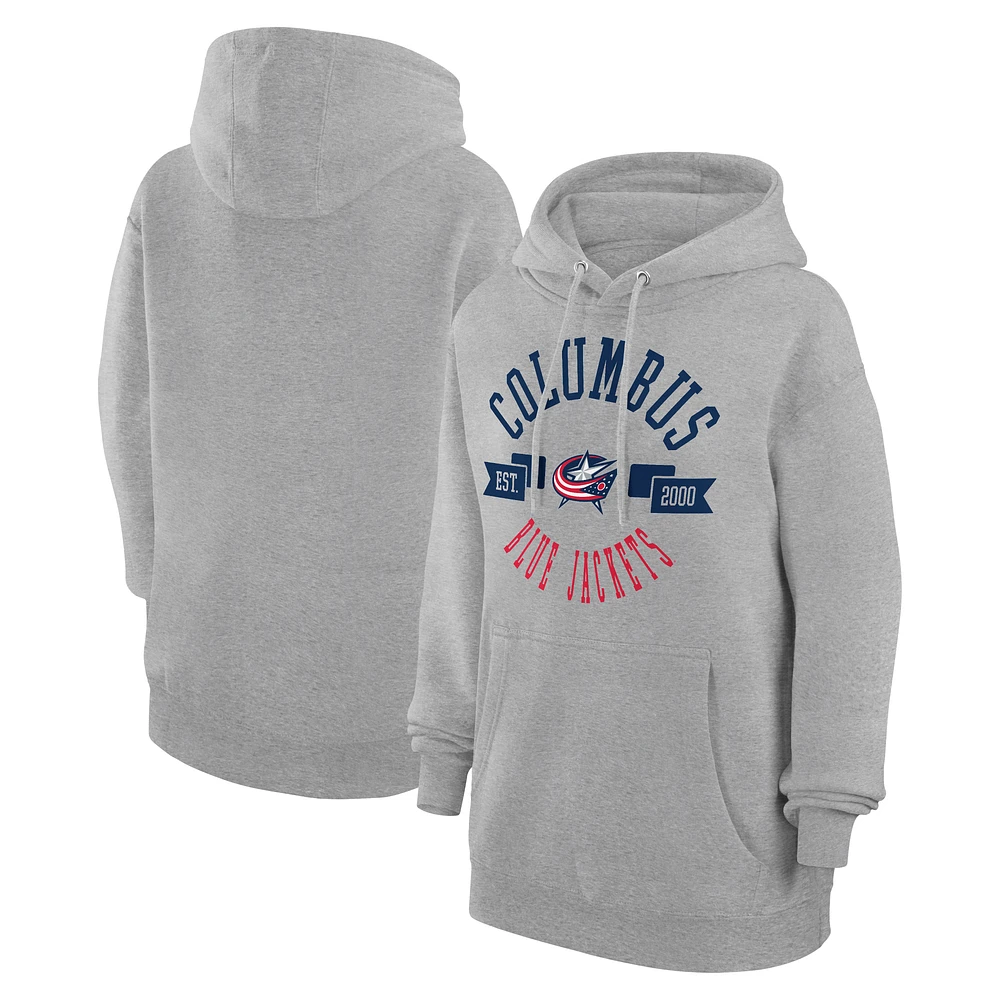 Women's G-III 4Her by Carl Banks Heather Gray Columbus Blue Jackets City Graphic Fleece Pullover Hoodie