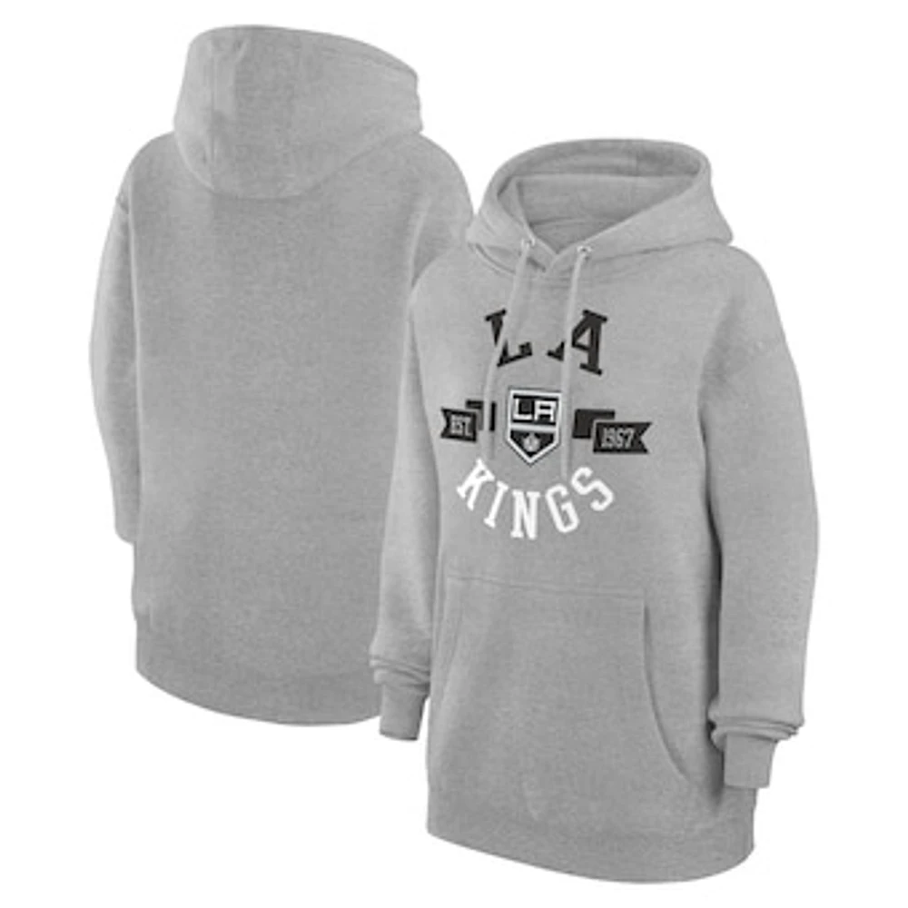 Women's G-III 4Her by Carl Banks Heather Gray Los Angeles Kings City Graphic Fleece Pullover Hoodie