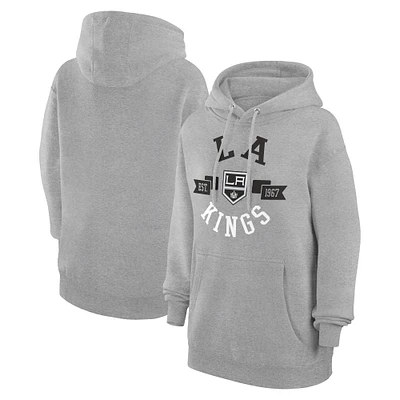 Women's G-III 4Her by Carl Banks Heather Gray Los Angeles Kings City Graphic Fleece Pullover Hoodie