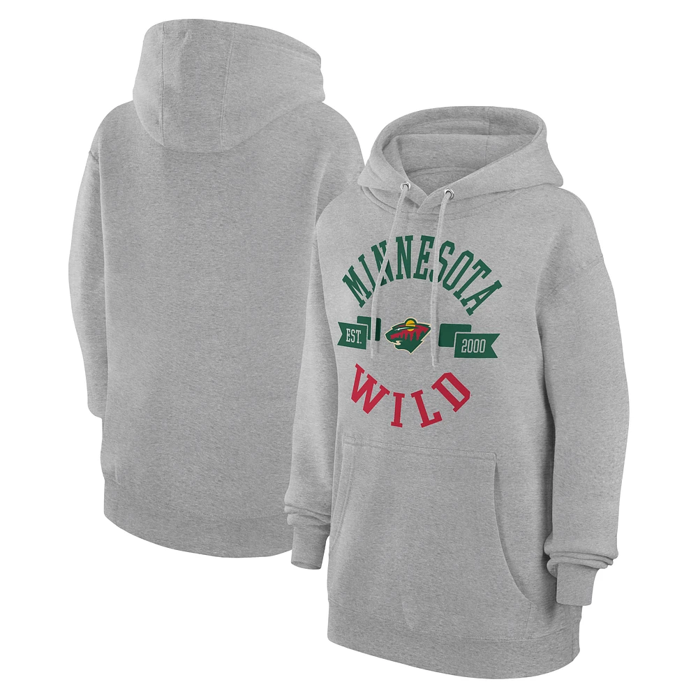 Women's G-III 4Her by Carl Banks Heather Gray Minnesota Wild City Graphic Fleece Pullover Hoodie