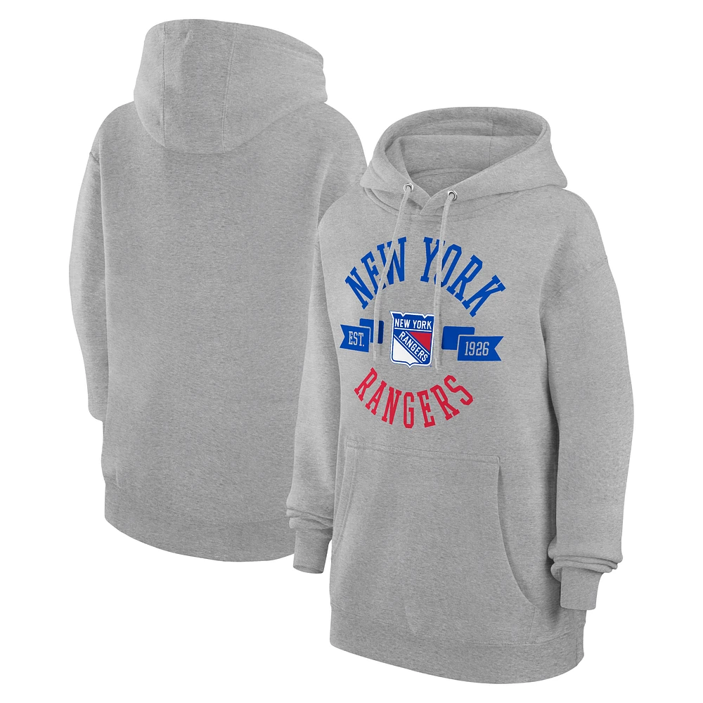 Women's G-III 4Her by Carl Banks Heather Gray New York Rangers City Graphic Fleece Pullover Hoodie