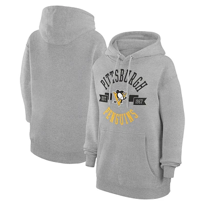Women's G-III 4Her by Carl Banks Heather Gray Pittsburgh Penguins City Graphic Fleece Pullover Hoodie