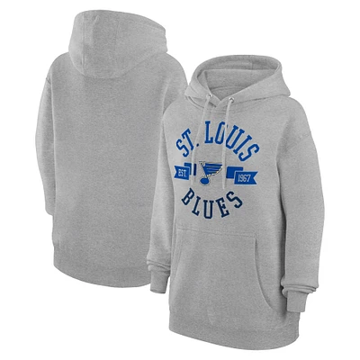 Women's G-III 4Her by Carl Banks Heather Gray St. Louis Blues City Graphic Fleece Pullover Hoodie