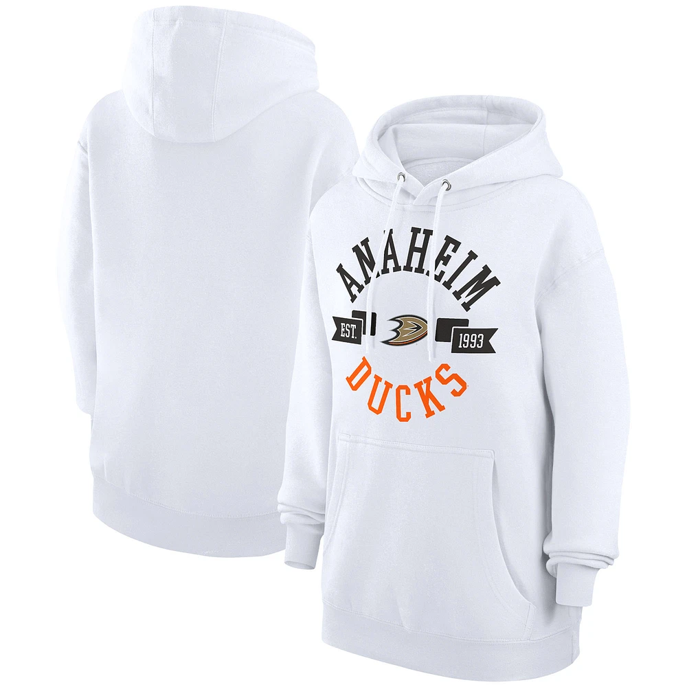 Women's G-III 4Her by Carl Banks White Anaheim Ducks City Graphic Fleece Pullover Hoodie