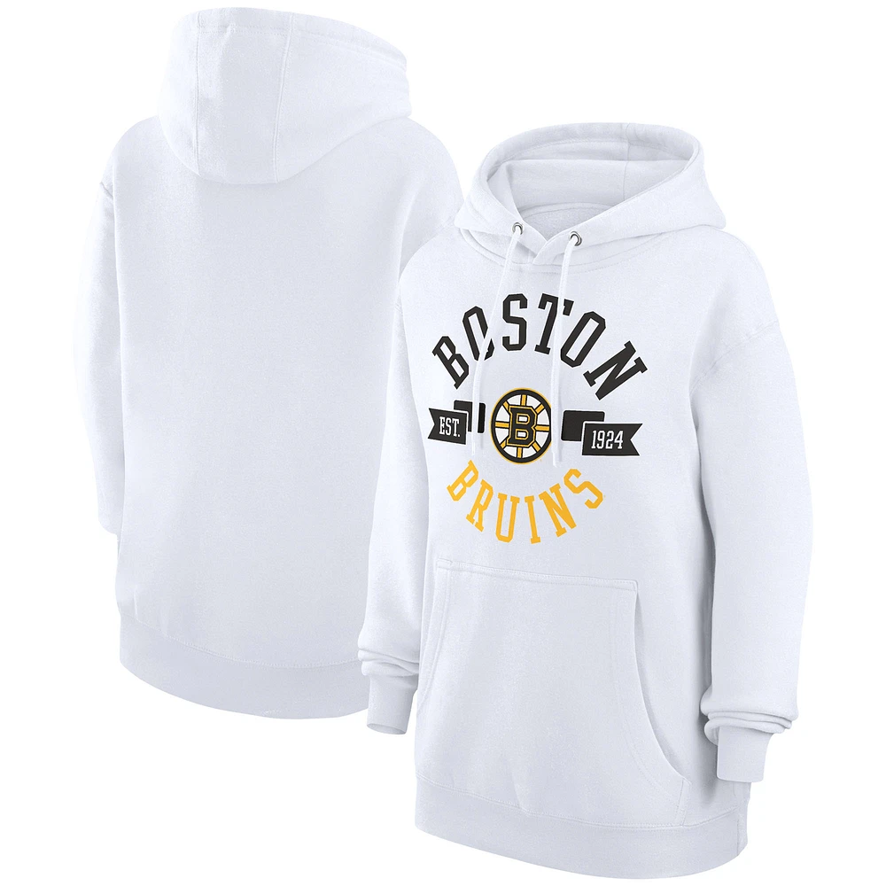 Women's G-III 4Her by Carl Banks White Boston Bruins City Graphic Fleece Pullover Hoodie