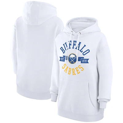 Women's G-III 4Her by Carl Banks White Buffalo Sabres City Graphic Fleece Pullover Hoodie