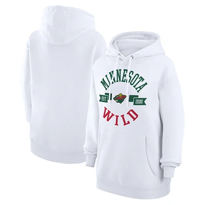 Women's G-III 4Her by Carl Banks White Minnesota Wild City Graphic Fleece Pullover Hoodie