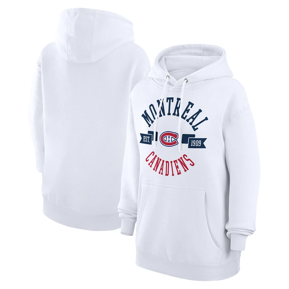 Women's G-III 4Her by Carl Banks White Montreal Canadiens City Graphic Fleece Pullover Hoodie