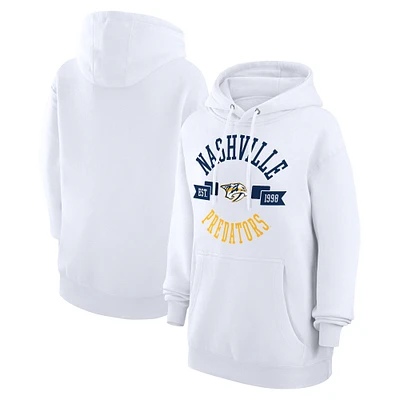 Women's G-III 4Her by Carl Banks White Nashville Predators City Graphic Fleece Pullover Hoodie