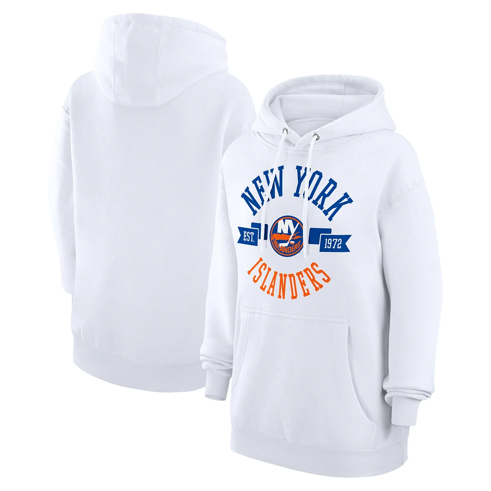 Women's G-III 4Her by Carl Banks White New York Islanders City Graphic Fleece Pullover Hoodie