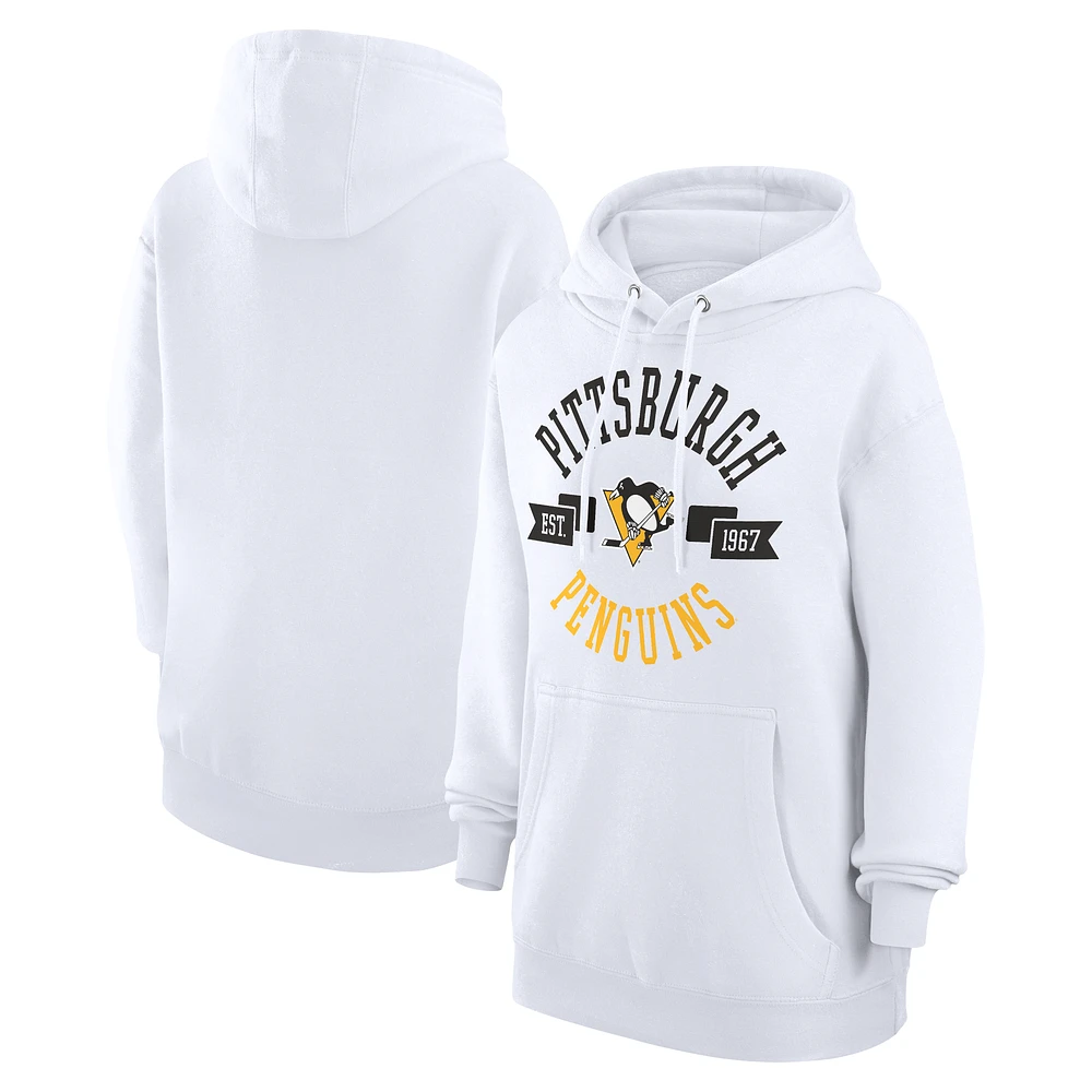 Women's G-III 4Her by Carl Banks White Pittsburgh Penguins City Graphic Fleece Pullover Hoodie