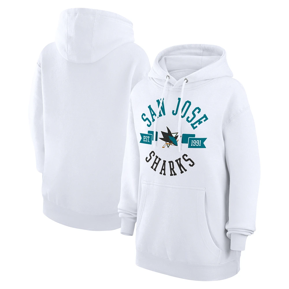 Women's G-III 4Her by Carl Banks White San Jose Sharks City Graphic Fleece Pullover Hoodie
