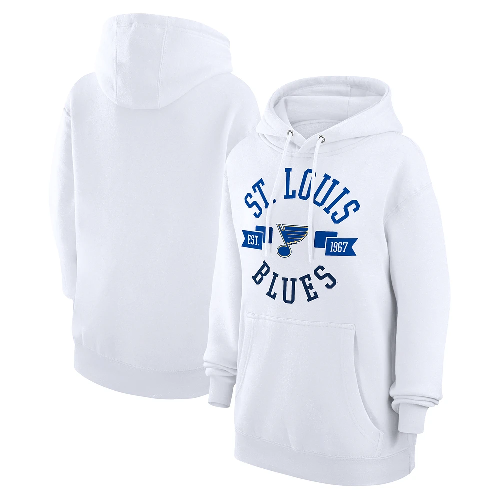 Women's G-III 4Her by Carl Banks White St. Louis Blues City Graphic Fleece Pullover Hoodie