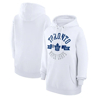 Women's G-III 4Her by Carl Banks White Toronto Maple Leafs City Graphic Fleece Pullover Hoodie