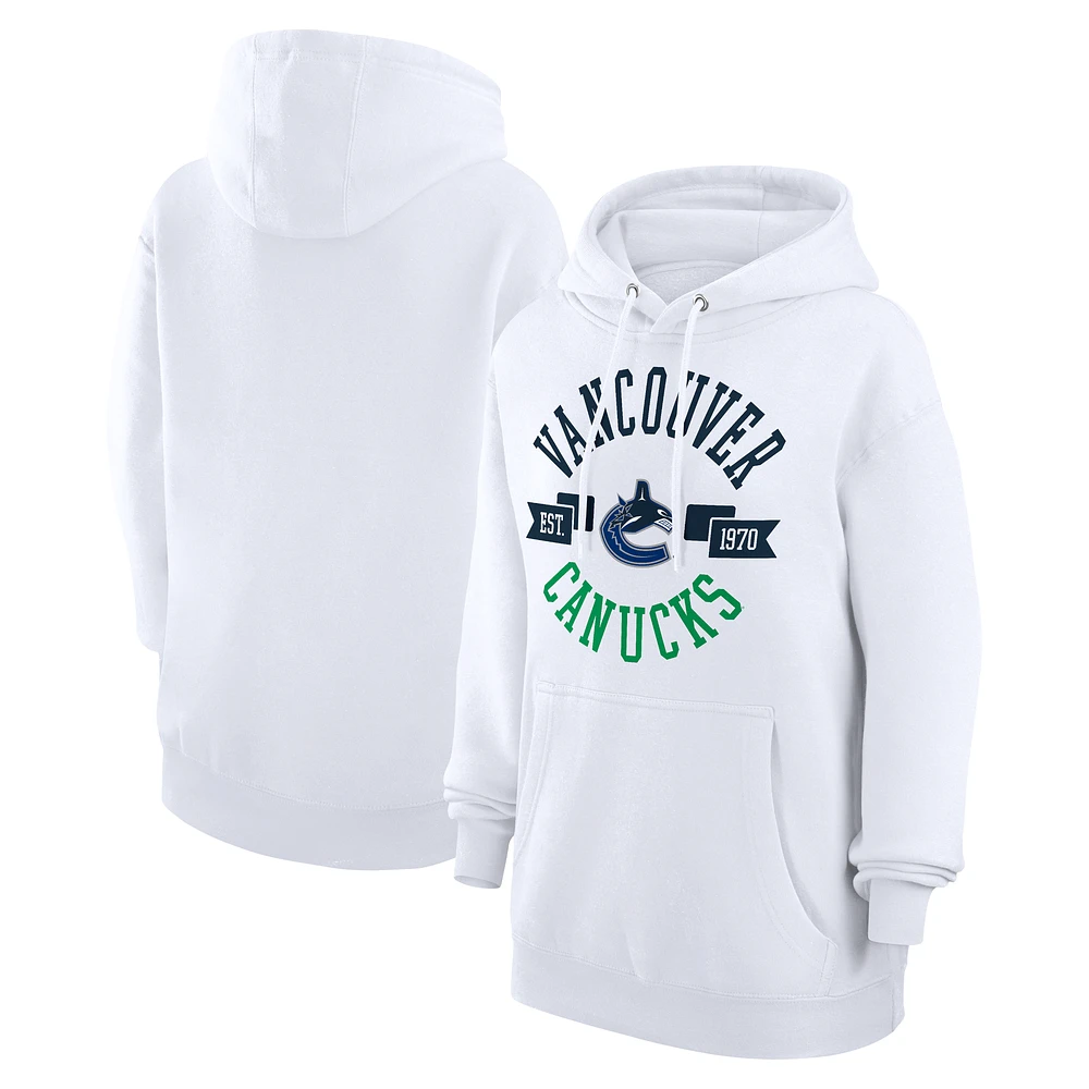 Women's G-III 4Her by Carl Banks White Vancouver Canucks City Graphic Fleece Pullover Hoodie