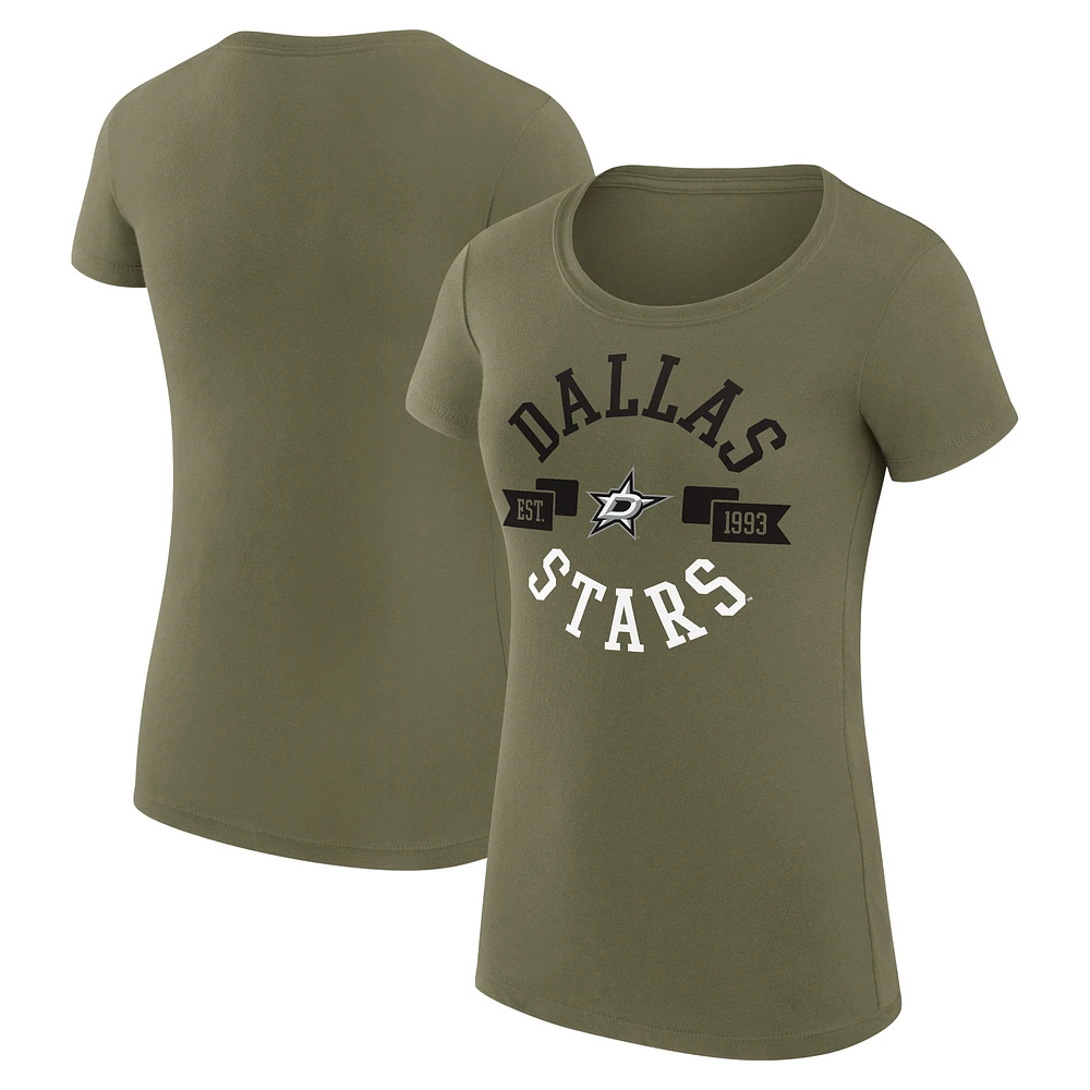 Women's G-III 4Her by Carl Banks Green Dallas Stars Super-Slim Fit Lightweight City Graphic Sport Crewneck T-Shirt