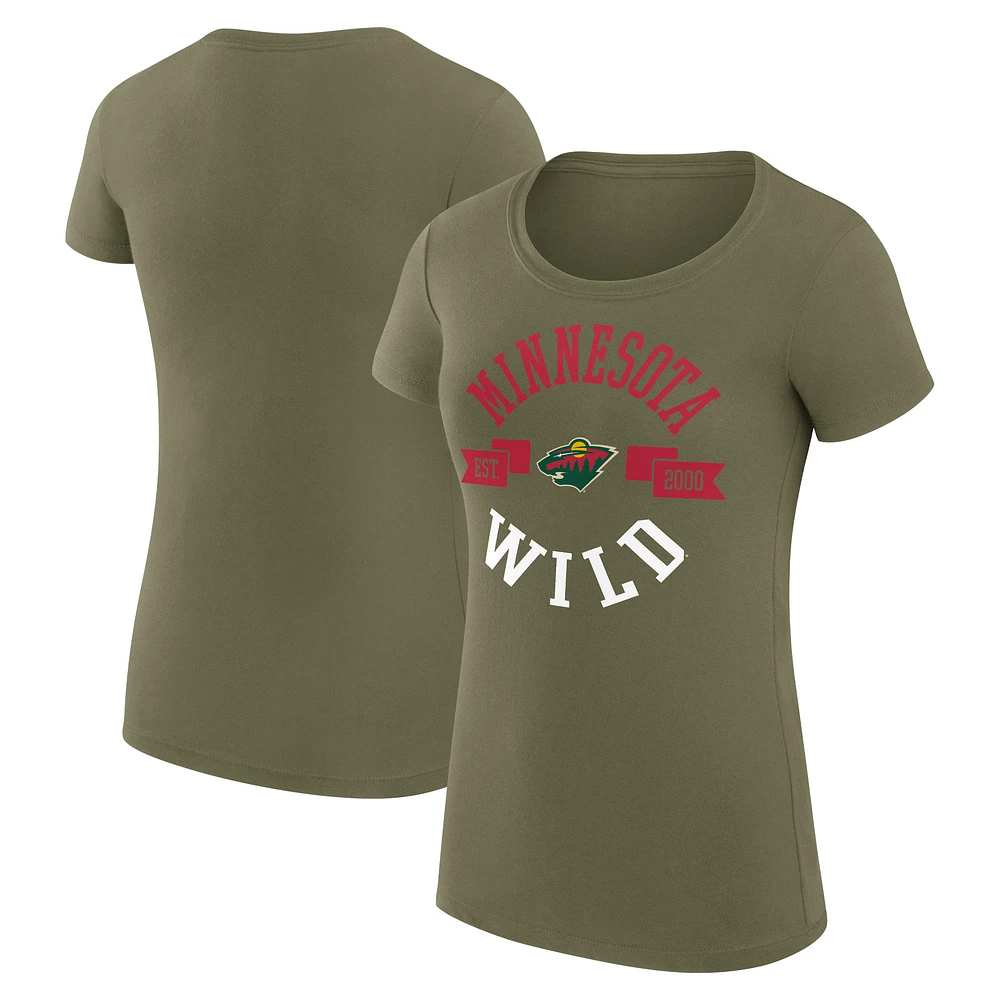 Women's G-III 4Her by Carl Banks Green Minnesota Wild Super-Slim Fit Lightweight City Graphic Sport Crewneck T-Shirt