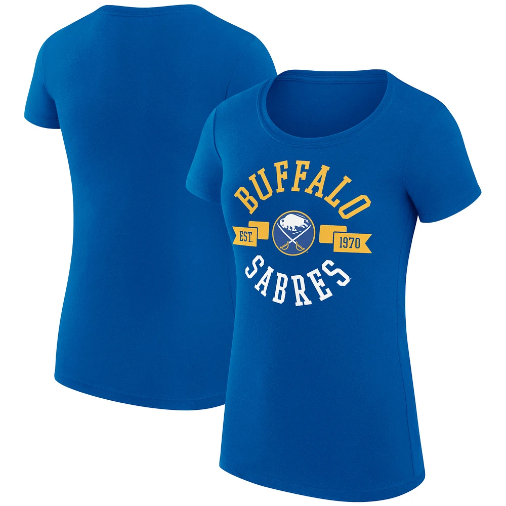 Women's G-III 4Her by Carl Banks Royal Buffalo Sabres Super-Slim Fit Lightweight City Graphic Sport Crewneck T-Shirt