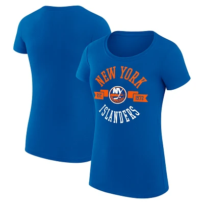 Women's G-III 4Her by Carl Banks Royal New York Islanders Super-Slim Fit Lightweight City Graphic Sport Crewneck T-Shirt