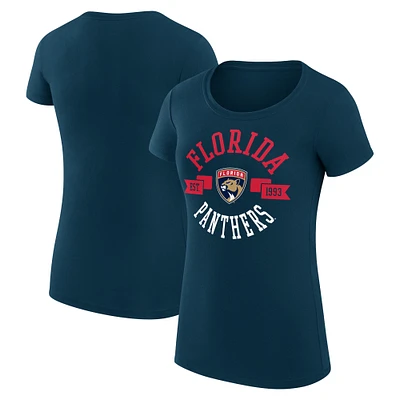 Women's G-III 4Her by Carl Banks Navy Florida Panthers Super-Slim Fit Lightweight City Graphic Sport Crewneck T-Shirt