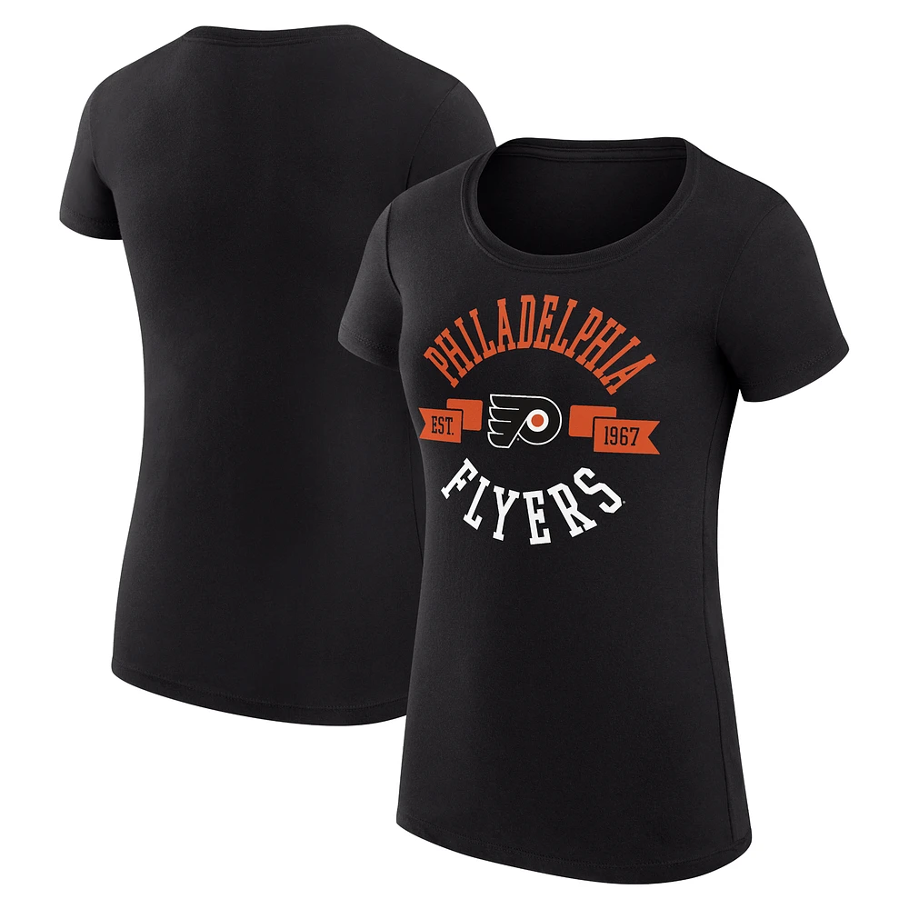 Women's G-III 4Her by Carl Banks Black Philadelphia Flyers Super-Slim Fit Lightweight City Graphic Sport Crewneck T-Shirt