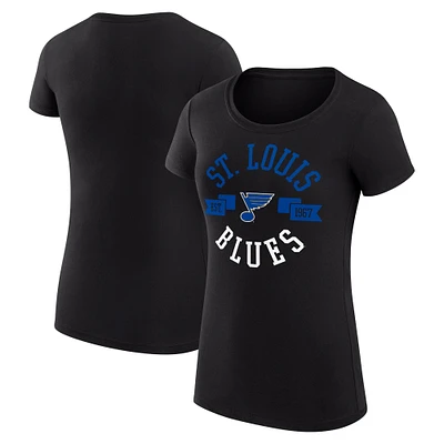 Women's G-III 4Her by Carl Banks Black St. Louis Blues Super-Slim Fit Lightweight City Graphic Sport Crewneck T-Shirt