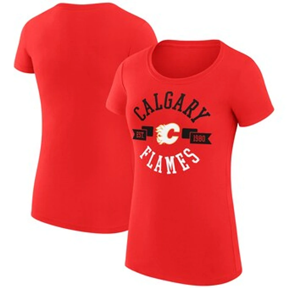 Women's G-III 4Her by Carl Banks Red Calgary Flames Super-Slim Fit Lightweight City Graphic Sport Crewneck T-Shirt